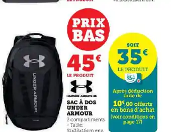 Hyper U SAC À DOS UNDER ARMOUR 2 compartiments - Taille: 51x32x16cm env. offre