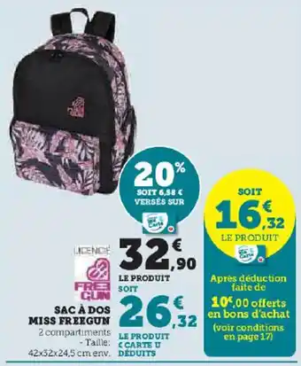 Hyper U SAC À DOS MISS FREEGUN offre