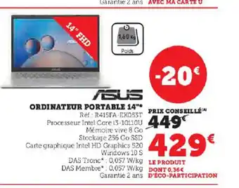 Hyper U ORDINATEUR PORTABLE 14"* offre