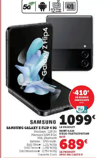 Hyper U SAMSUNG GALAXY Z FLIP 4 5G LE PRODUIT offre