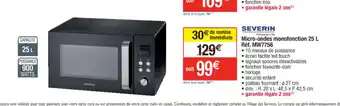 Cora x Carrefour Micro-Ondes Monofonctin 25 L offre