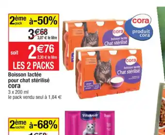 Cora x Carrefour Boisson Lactèe Pour Chat Stèrilisè offre