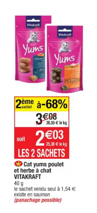 Cora x Carrefour Cat Yums Poulet Et Herbe a Chat offre