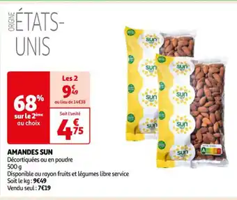 Auchan AMANDES SUN Décortiquées ou en poudre offre