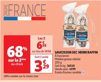 Auchan SAUCISSON SEC HENRI RAFFIN offre