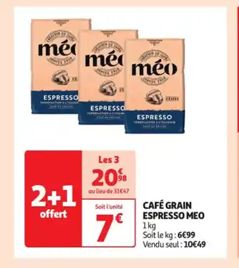 Auchan CAFÉ GRAIN ESPRESSO MEO 1kg offre