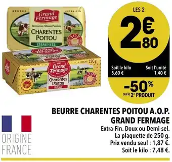 Supeco Beurre Charentes Poitou A.O.P offre