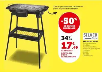 Super U BARBECUE 2 EN 1 Surface de cuisson : 38 x 22cm offre