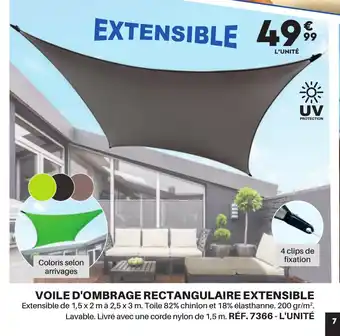 Shopix VOILE D'OMBRAGE RECTANGULAIRE EXTENSIBLE offre