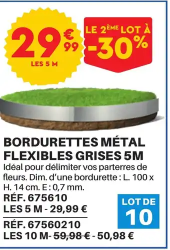 Shopix BORDURETTES MÉTAL FLEXIBLES GRISES 5M offre