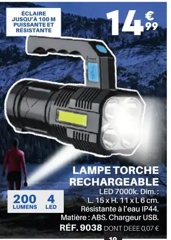 Shopix LAMPE TORCHE RECHARGEABLE LED 7000k. offre