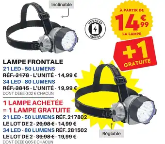Shopix LAMPE FRONTALE 21 LED-50 LUMENS RÉF. 2178 - L'UNITÉ - 14,99 € offre