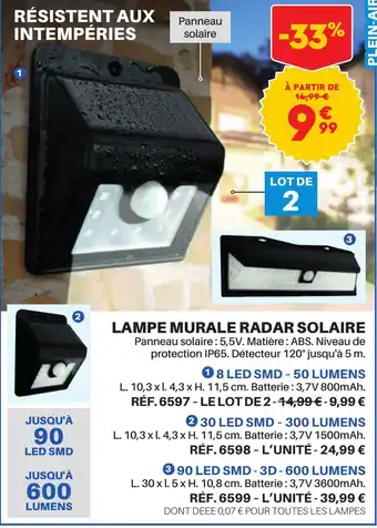 Shopix LAMPE MURALE RADAR SOLAIRE offre