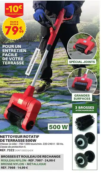 Shopix NETTOYEUR ROTATIF DE TERRASSE 500W offre