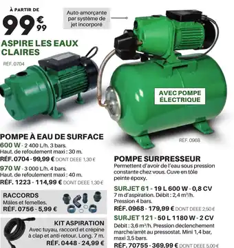 Shopix POMPE À EAU DE SURFACE 600 W-2 400 L/h. 3 bars. offre