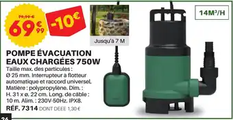Shopix POMPE ÉVACUATION EAUX CHARGÉES 750W offre