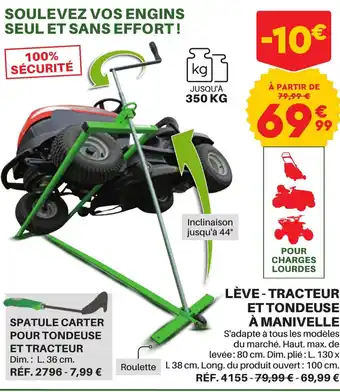 Shopix LÈVE-TRACTEUR ET TONDEUSE À MANIVELLE offre
