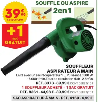 Shopix SOUFFLEUR ASPIRATEUR À MAIN offre