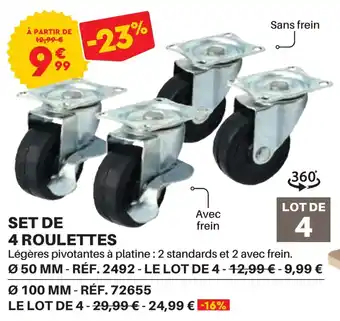 Shopix SET DE 4 ROULETTES offre