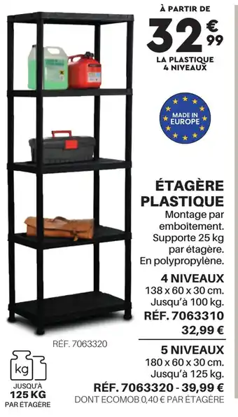 ĂTAGĂRE PLASTIQUE Montage par emboĂźtement. Supporte 25 kg