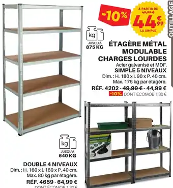 Shopix ÉTAGÈRE MÉTAL MODULABLE CHARGES LOURDES offre