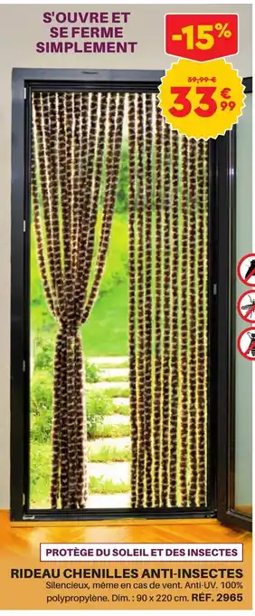 Shopix RIDEAU CHENILLES ANTI-INSECTES Silencieux, même en cas de vent. Anti-UV. 100% polypropylène. Dim.: 90 x 220 cm. RÉF. 2965 offre