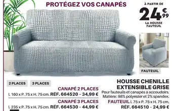 Shopix HOUSSE CHENILLE EXTENSIBLE GRISE offre