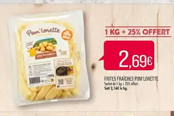 Match FRITES FRAÎCHES POM'LORETTE Sachet de 1 kg + 25% offert. Soit 2,16€ le kg. offre