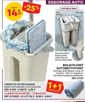 LINGETTE DE RECHANGE MatiĂšre: 80% polyester et 20% polyamide. RĂF. 6130 - L'UNITĂ - 4,99 âŹ