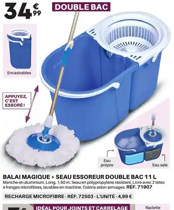 Shopix BALAI MAGIQUE + SEAU ESSOREUR DOUBLE BAC 11 L offre