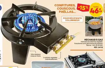 RÉCHAUD À GAZ Intensité de la flamme réglable. Fonctionne avec gaz butane et propane. Norme: (UE) 2016/426.