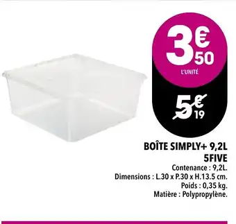 Supeco Boîte Simply+ 9,2 5Five offre