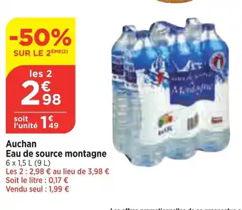 Maximarché Auchan Eau de source montagne offre