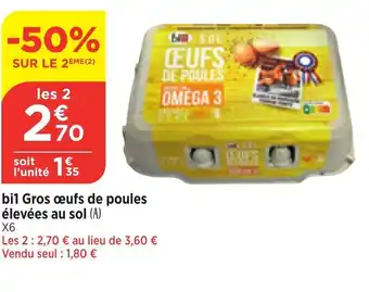 Bi1 Bil Gros œufs de poules élevées au sol (A) offre