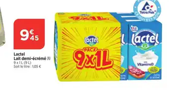 Bi1 Lactel Lait demi-écrémé (A) offre