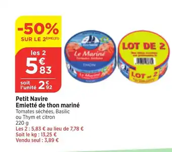 Bi1 Petit Navire Emietté de thon mariné offre