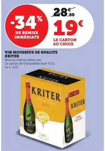 Super U Vin mousseux de qualite kriter offre