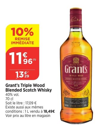 Bi1 Grant's Triple Wood Blended Scotch Whisky offre