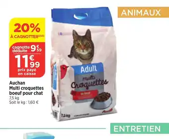 Bi1 Auchan Multi croquettes boeuf pour chat 7,5 kg offre