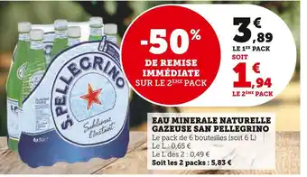 U Express San pellegrino eau minerale naturelle gazeuse offre