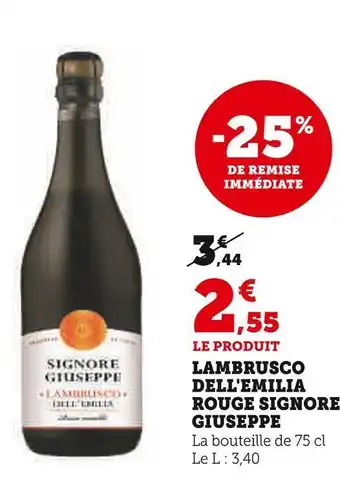 U Express Signore giuseppe lambrusco dell'emilia rouge offre