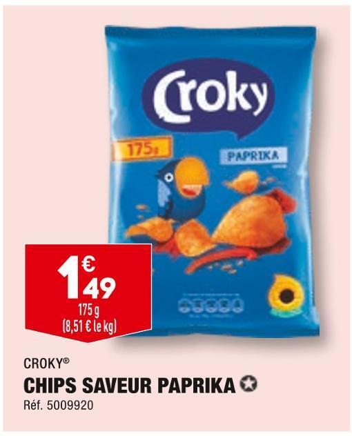 Promo Croky chips saveur paprika chez ALDI