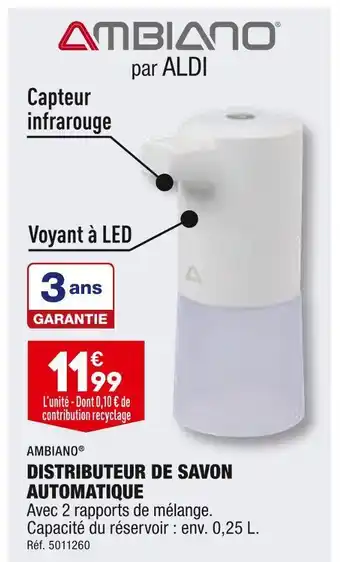 ALDI Ambiano distributeur de savon automatique offre