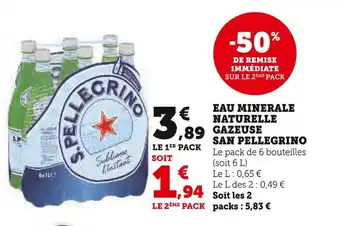 Super U San pellegrino eau minerale naturelle gazeuse offre