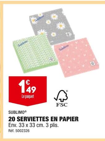ALDI Sublimo 20 serviettes en papier offre