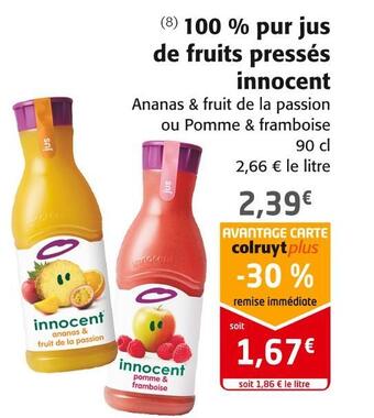 Colruyt Innocent 100 % pur jus de fruits pressés offre