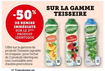 U Express Teisseire -50% de remise immédiate sur le 2ème produit identique sur la gamme teisseire offre