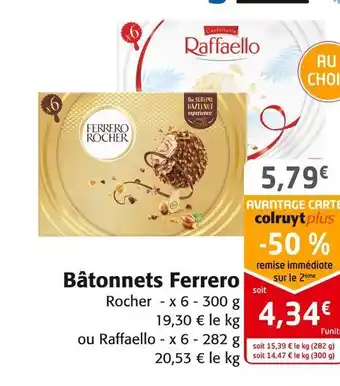 Colruyt Ferrero rocher/ raffaello bâtonnets ferrero offre