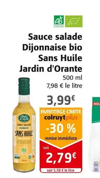 Colruyt Jardin d'orante sauce salade dijonnaise bio sans huile offre