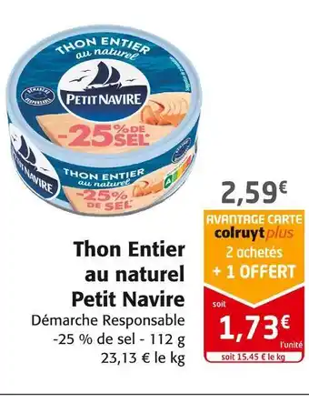 Colruyt Petit navire thon entier au naturel au naturel offre